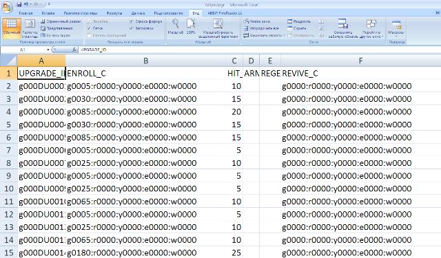 Отображение файла папки Globals в программе Microsoft Office Excel